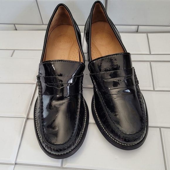 WIRTH 1948 Made in Brazil Ladies Black Patent Leather Heeled Loafers 2in Block H - Picture 1 of 12